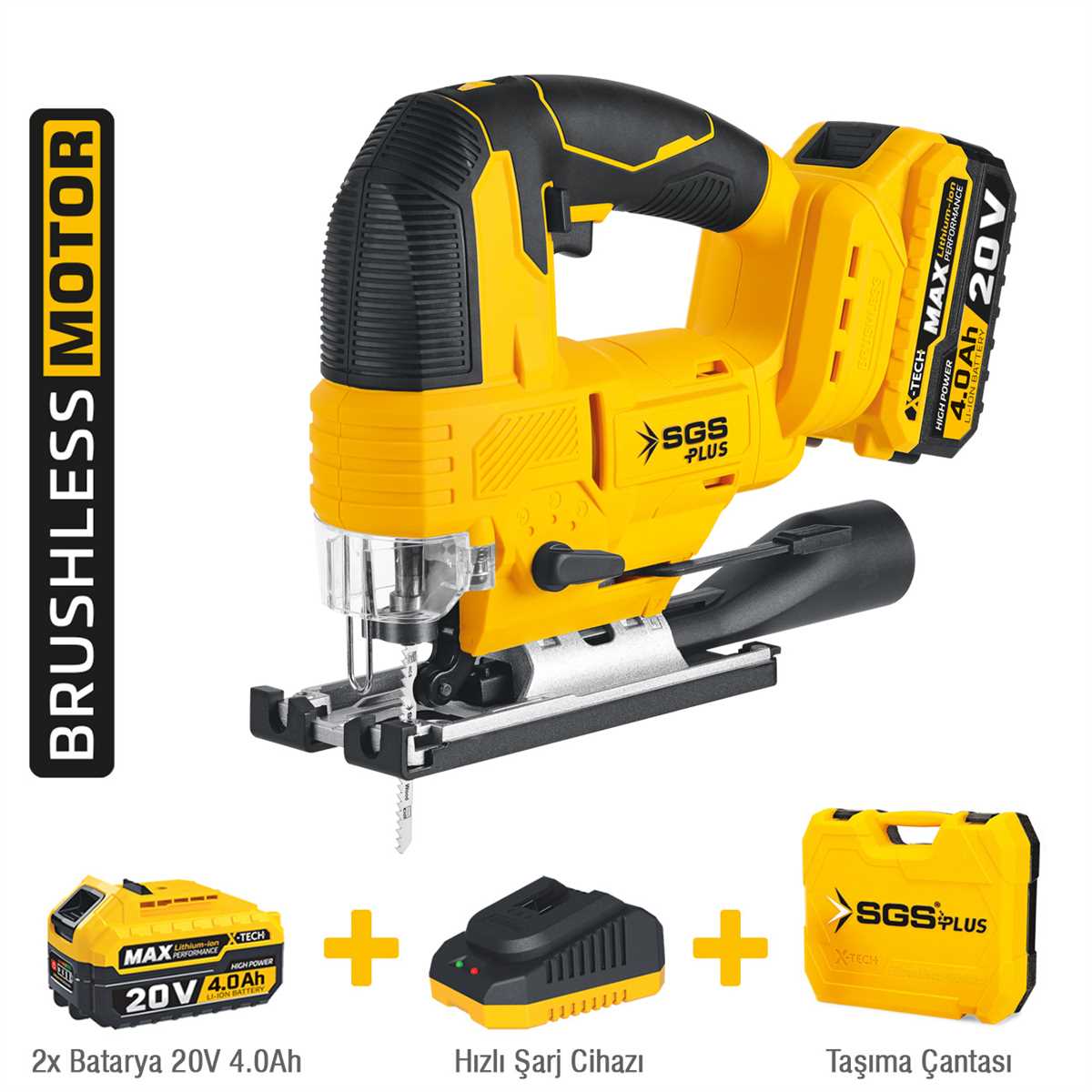 AKÜLÜ DEKUPAJ TESTERE 20V 2*4.0 Ah (KÖMÜRSÜZ MOTOR)